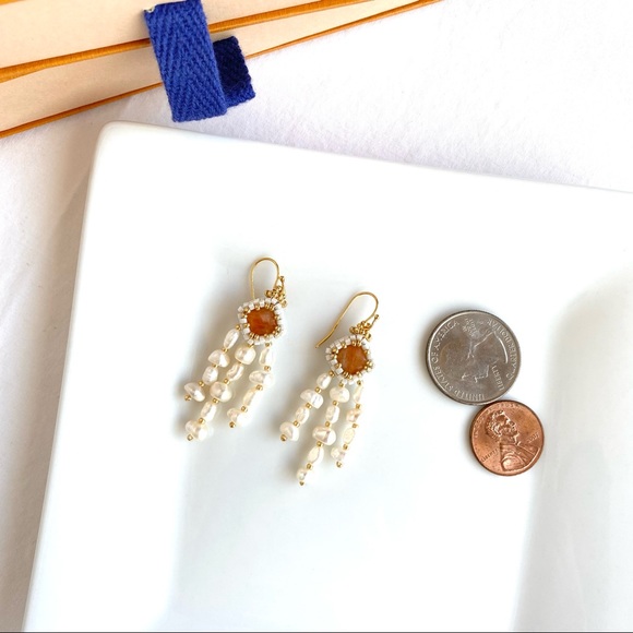 Brand New Handmade Seed Bead Pearl Earrings - Picture 2 of 3